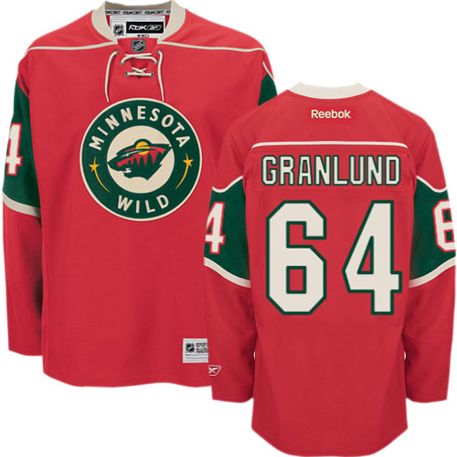 Mens Reebok Minnesota Wild 64 Mikael Granlund Premier Red Home NHL Jersey